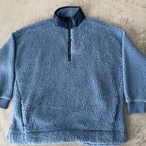 Aerie Blue Sherpa Half Zip Pullover Medium